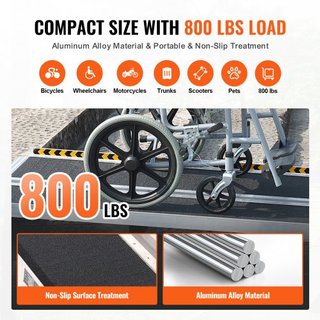 Rampa de Silla de Ruedas Portátil, 304.8 cm 363 kg de Capacidad, Rampa de Umbral Plegable de Aluminio Antideslizante, Rampa Plegable para Scooter de Movilidad, Rampa para Silla de Ruedas, Rampa pa...