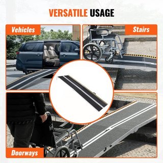 Rampa de Silla de Ruedas Portátil, 304.8 cm 363 kg de Capacidad, Rampa de Umbral Plegable de Aluminio Antideslizante, Rampa Plegable para Scooter de Movilidad, Rampa para Silla de Ruedas, Rampa pa...