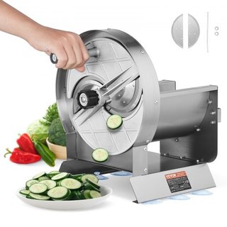 Cortadora Manual de Verduras y Frutas, Máquina de Cortar Comercial Ajustable de Grosor 0-0.5"/0-12mm, Máquina de Cortar Alimentos de Acero Inoxidable con 2 Cuchillas de Repuesto, para Patata, Pepi...