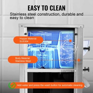 Máquina de Helados Comercial, Rendimiento de 18 L/H, Fabricante de Helados Duro de Sabor Único de 1600W con Ruedas, Cilindro de Acero Inoxidable de 6L, Panel LED de Limpieza Automática Pre-enfriam...