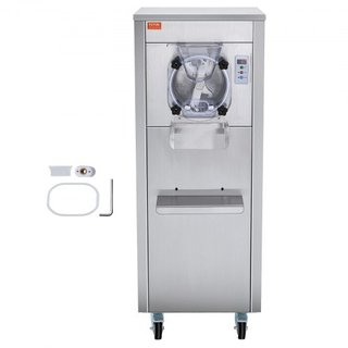 Máquina de Helados Comercial, Rendimiento de 18 L/H, Fabricante de Helados Duro de Sabor Único de 1600W con Ruedas, Cilindro de Acero Inoxidable de 6L, Panel LED de Limpieza Automática Pre-enfriam...