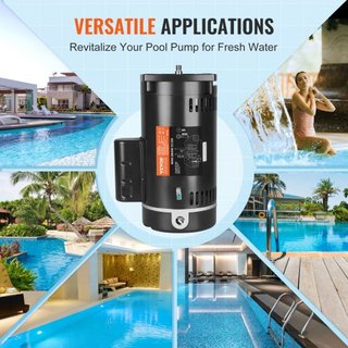 Motor de Bomba de Piscina de 1 HP, Marco 56Y, 115V(9 Amperios)/230V(4.5 Amperios) 3450RPM, 60Hz, Factor de Servicio 1.25, Condensador 90μF/250V, Motor de Reemplazo de Flange Cuadrado de Rotación CCW
