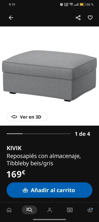 Reposapiés KIVIK Ikea gris con FUNDA NUEVA GRIS