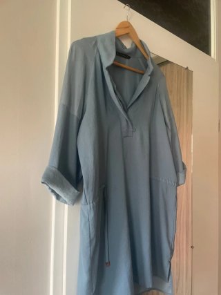 Vestido Túnica Zara Verano Holgado L/XL Azul
