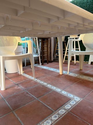 Mesa y 4 Sillas Plástico Jardín Blanco