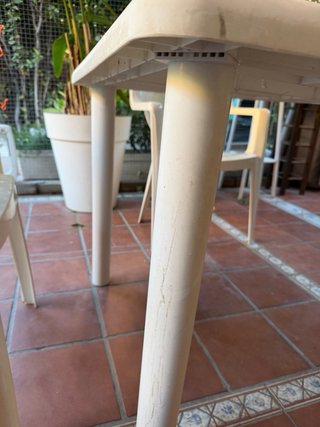 Mesa y 4 Sillas Plástico Jardín Blanco