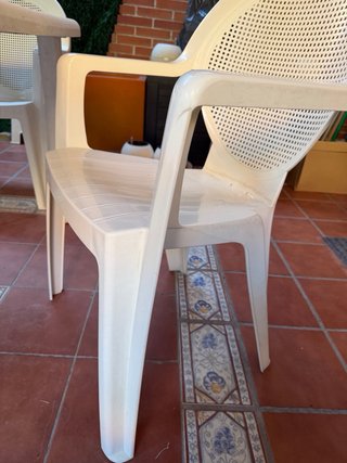 Mesa y 4 Sillas Plástico Jardín Blanco