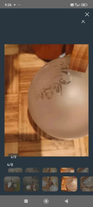 Lámpara de techo 3 globos madera y cristal