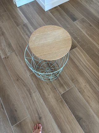 Mesa auxiliar redonda madera y metal