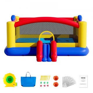 Castillo Inflable, Trampolín de Juego de Alta Calidad para Exterior, Saltador Inflable con Ventilador, Tobogán y Bolsa de Almacenamiento, Castillo Saltarín Familiar para el Jardín, para Niños de 3...