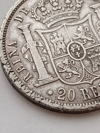 Isabel II 20 Reales Sevilla 1854