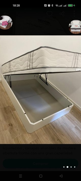 Canapé abatible madera con colchón