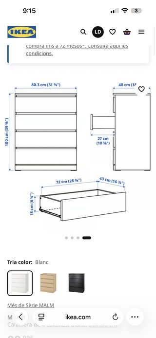 Cómoda IKEA MALM 4 cajones