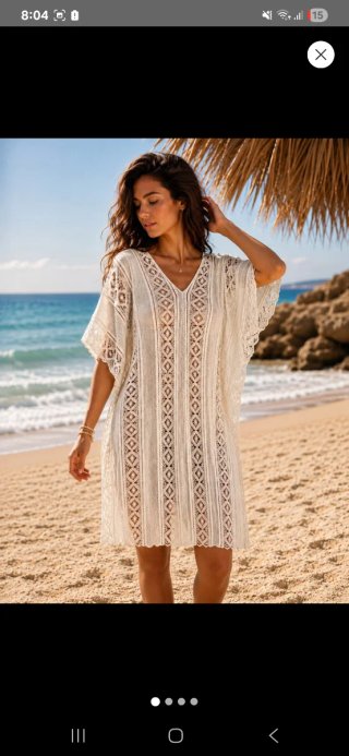 Poncho playero blanco talla única