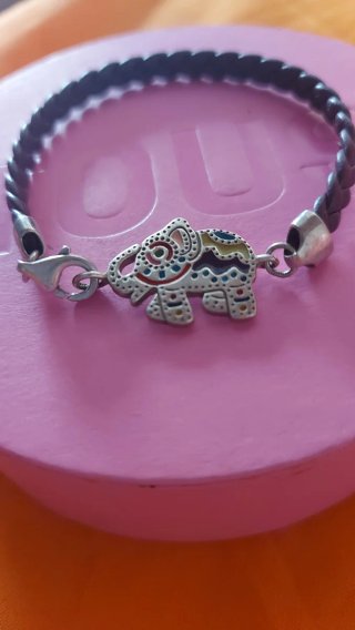 Pulsera Tous Cordón Piel Elefante Plata