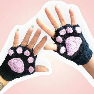 Guantes de gato crochet sin dedos