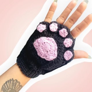 Guantes de gato crochet sin dedos