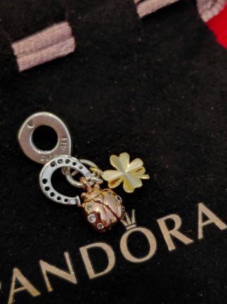 Pandora Charm Portafortuna Oro Argento