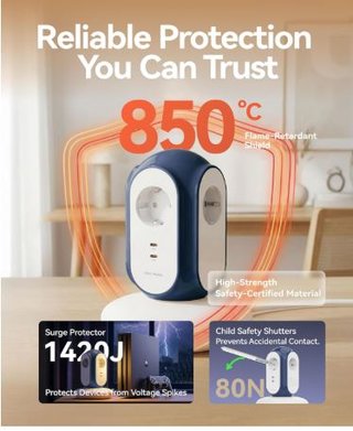 Regleta Torre 3 Tomas AC + 2 USBc