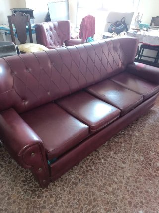 Sofá Cama Piel Rojo