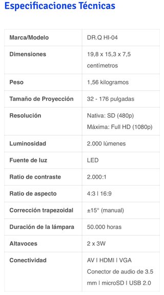 Proyector DR.Q HI-04 Full HD 1080p+pantalla+bolso