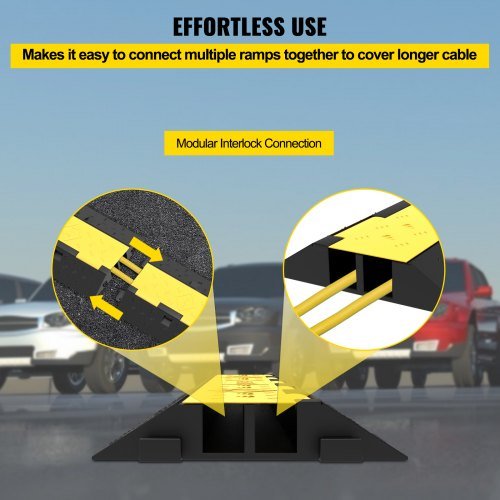 Rampas de Protección de Cable, 4 Paquetes de 2 Canales, Bache de Velocidad, 101x24.5x5 cm, Bache Modular de Caucho con Capacidad de Carga de 4989.5 kg, Rampas de Cable para Protección de Cables en...