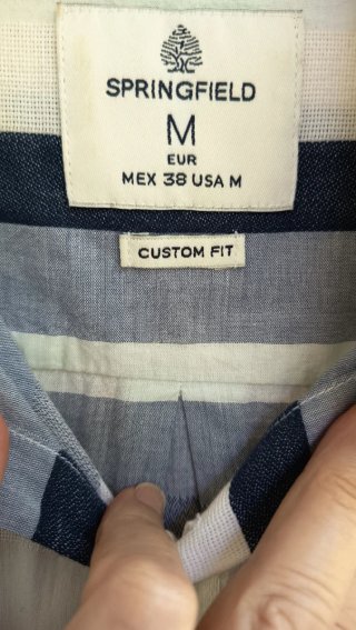 Camisa Springfield a Rayas Azul Talla M. Algodón.