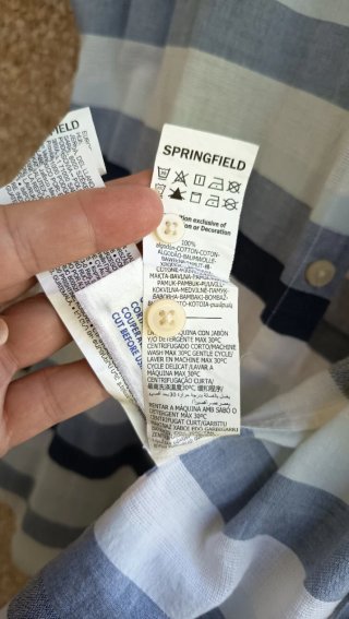 Camisa Springfield a Rayas Azul Talla M. Algodón.