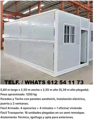CASETA DE OBRA PLEGABLE MOVIL MODULOS PREFABRICADA