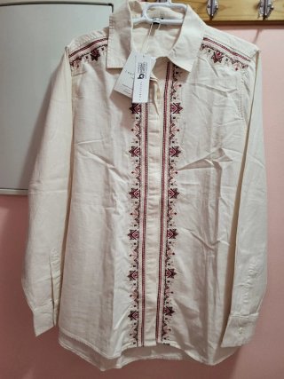 Camisa manga larga cortefiel beige Talla M