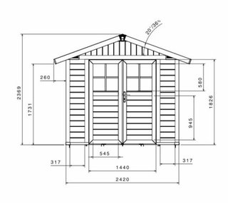 Caseta de jardín 4,9 m² blanco - gris  Decora