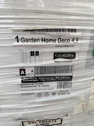 Caseta de jardín 4,9 m² blanco - gris  Decora