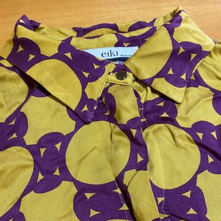 Eiki Camicia Fantasia Geometrica Senape Viola