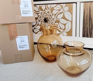 2 Jarrones Cristal Zara Home Ámbar