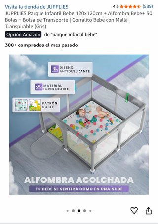 Parque Infantil JUPPLIES 120x120cm Gris