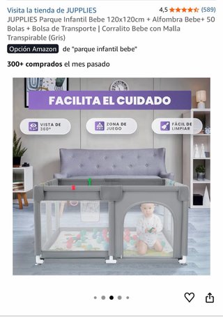 Parque Infantil JUPPLIES 120x120cm Gris