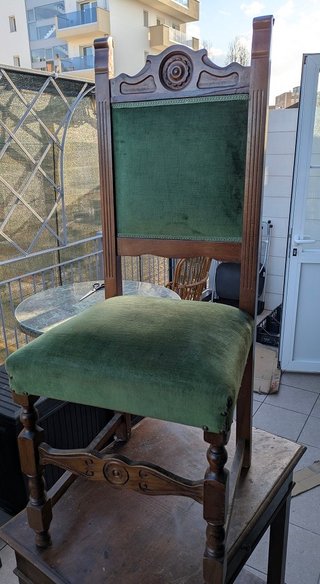 Sedie antiche velluto verde