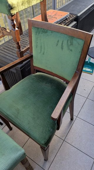 Sedie antiche velluto verde