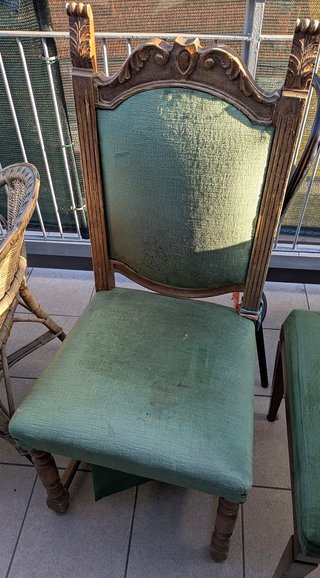 Sedie antiche velluto verde