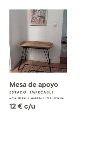 Mesa auxiliar madera y metal