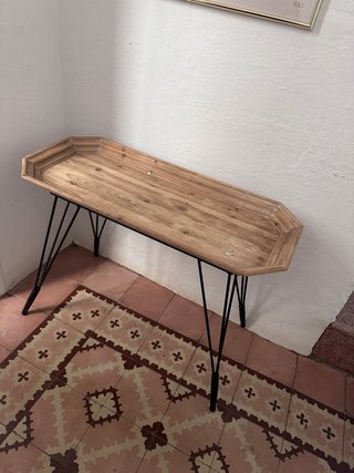 Mesa auxiliar madera y metal