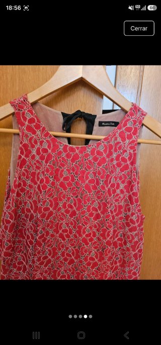 Vestido Massimo Dutti Rojo y Beige Talla L