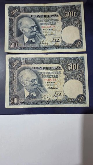 2 Billete 500 ptas Banco de España 1951 Benlliure