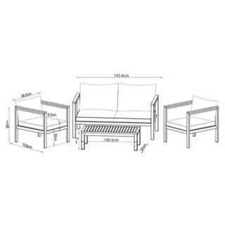 Conjunto de jardín en aluminio y madera Bergamo