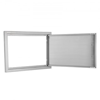 Puerta de Acceso para BBQ, Puerta de Cocina Exterior Individual de 610x432 mm, Puerta Montada a Ras de Acero Inoxidable, Puerta Vertical de Pared con Mango, para Isla de BBQ, Estación de Asado, Ar...