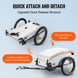 Remolque de Carga para Bicicleta, Capacidad de Carga de 88/100/160 lbs, Carro de Bicicleta de Alta Resistencia, Almacenamiento Compacto Plegable con Enganche Universal