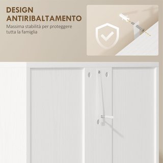 Alto Armadio da Cucina, Mobile Classico Bianco in Legno con 2 Armadietti e 1 Ripiano, Bianco, 60X40X160Cm