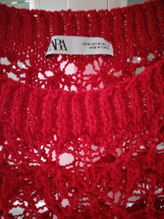 Jersey Zara Mujer Calado Rojo Talla M