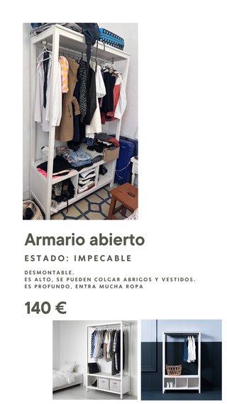 Armario blanco abierto de madera