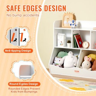 Cubículo de Almacenamiento para Niños de Madera, Organizador de Almacenamiento de Juguetes con Estantería, Gabinete de Almacenamiento de Juguetes de Madera de 5 Cubículos, Estante de Libros para N...